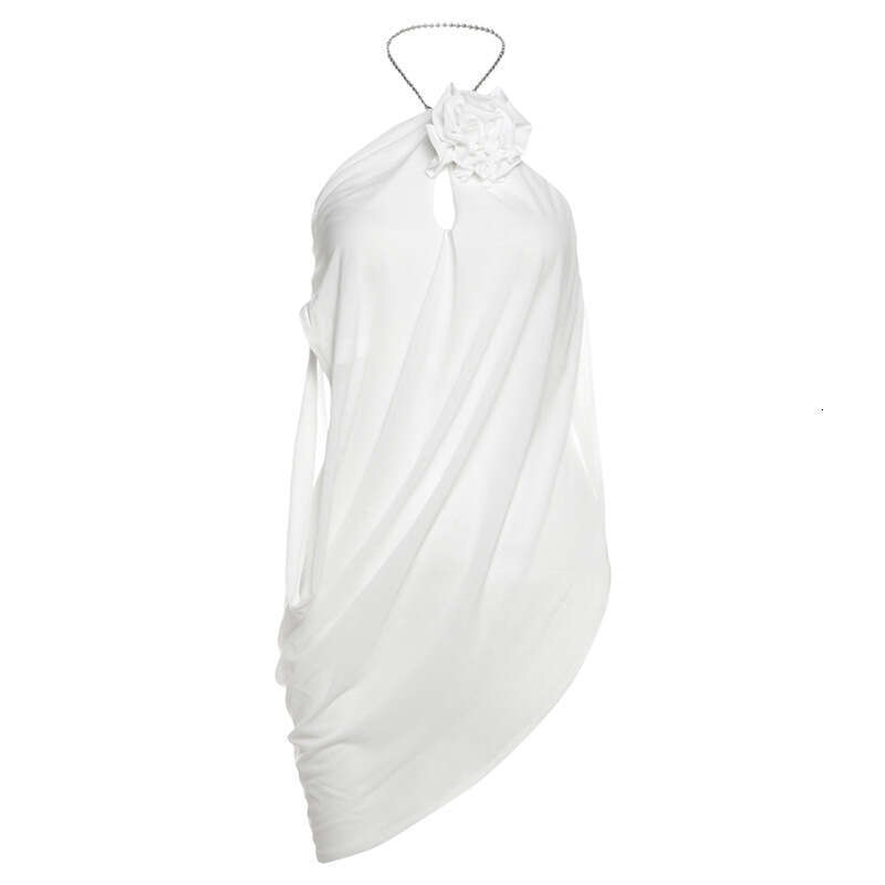 2025 Spring New Women's Fashion Solid Color Loose Street Style Halter Neck Backless Sleeveless Tank Top 681