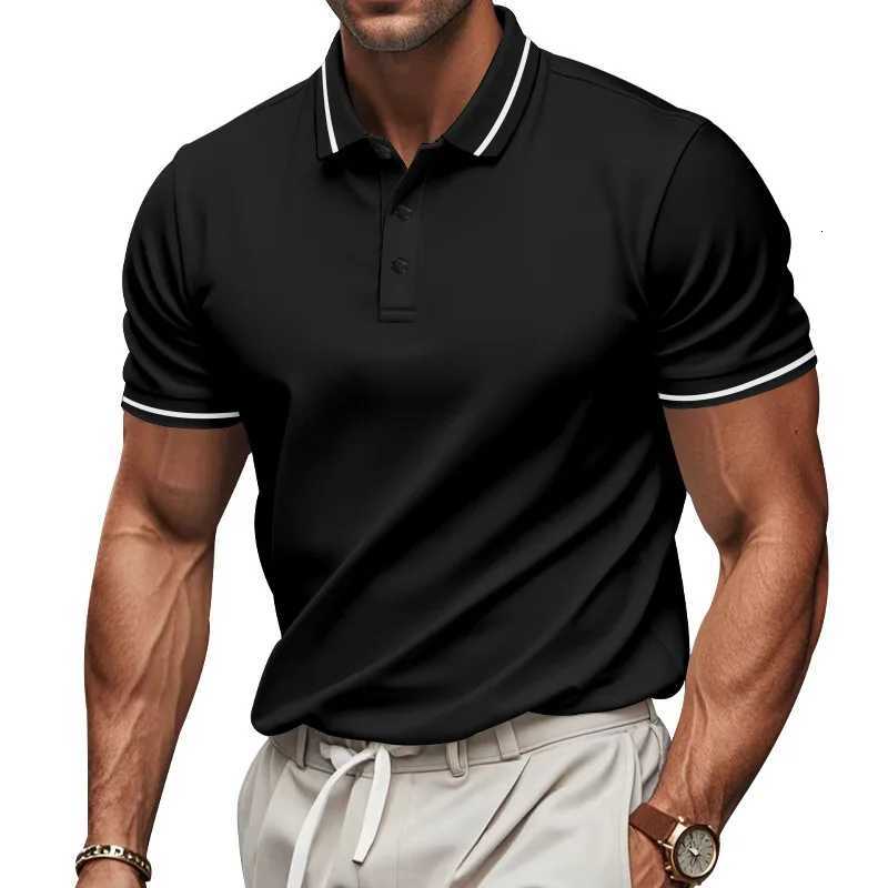 2025 Summer Mens Polo Shirt Pure Color Buttoned Mesh T-Shirt Casual Quick-Drying Turn-Down Collar Short-Sleeved Shirt Men Tops XJ250725