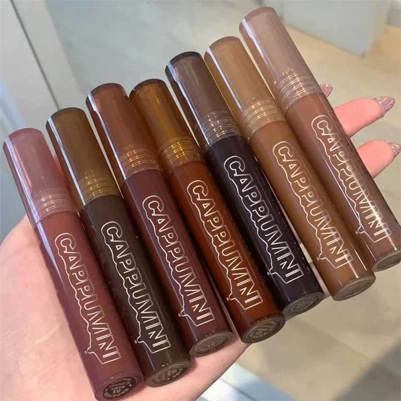 Punk Dark Brown Mirror Water Lip Gloss Red Lip Glaze Transparent Glass Lip Oil Waterproof Liquid Lipstick Clear Tint MakeupXJ250724