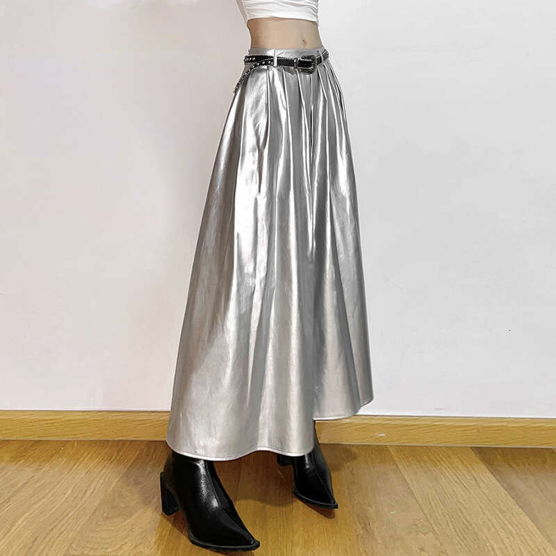 2023 Summer New Women's Solid Color Loose Street Fashion High Waist Slimming Pleated Skirt 7bb