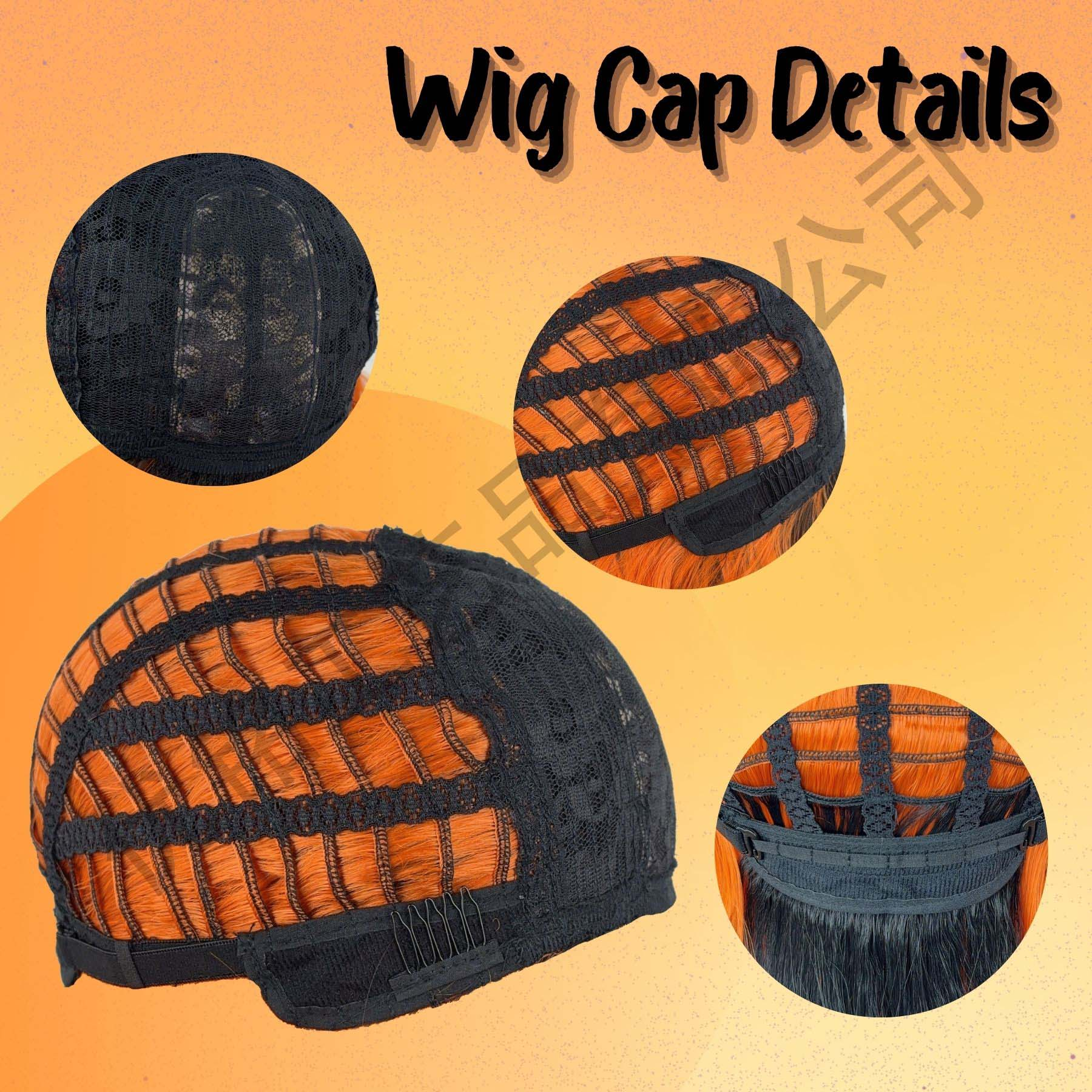 European women's synthetic fiber hair in high-temperature style, short style, curly braid, orange short curly hair head cover, wigs with curly wa