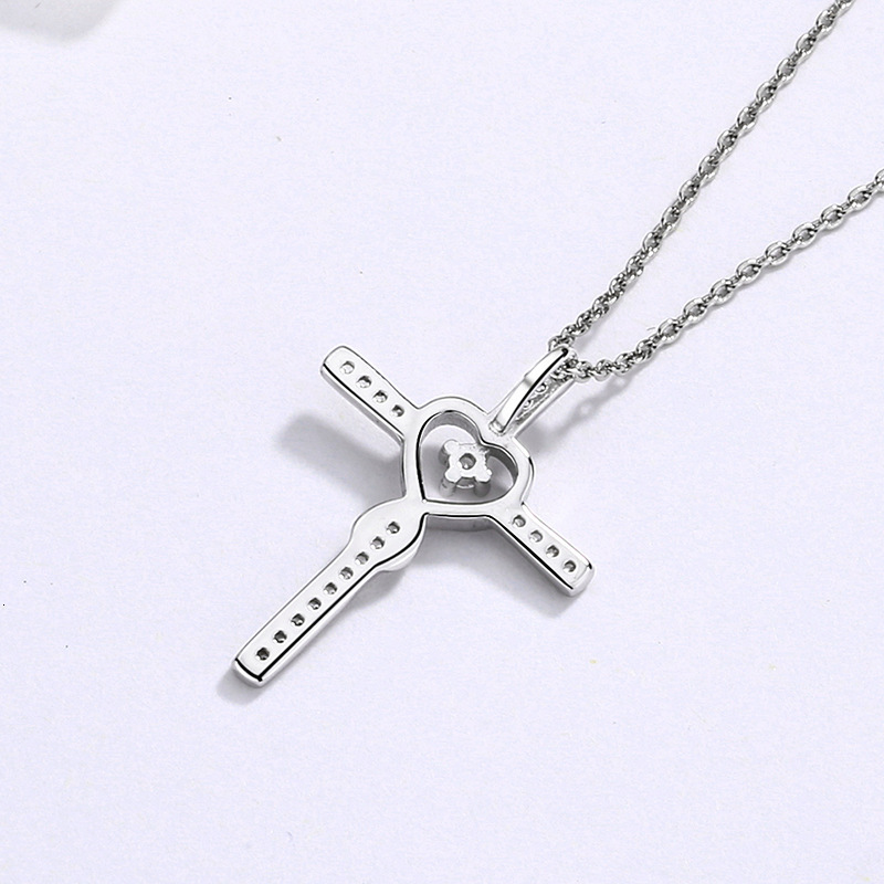 Sterling Sier Cross Necklace for Women Fashionable Versatile High-end Dia-studded Infinity Heart Clavicle Chain Jewelry for Women