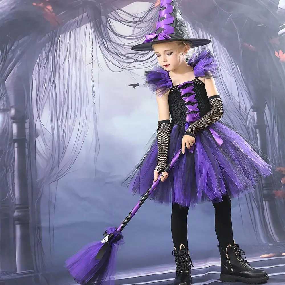 2024 Halloween Child Witch Cosplay Costume Vampire LED Light Luminous Tulle Tutu Dress Ghost Dress Up Carnival Par Witch Cape Z250725