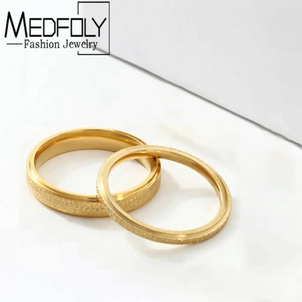 Medfly size 6-11 2mm 4mm luxury couple ring titanium steel frosted ring womens romantic wedding party jewelry accessories W250417