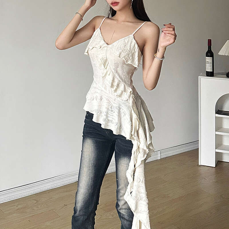 2024 Spring New Women's Solid Color Slim Street Fashion Sexy Backless Tank Top 908