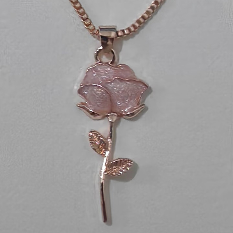 New Fashion Pendant Oil Drop Rose Flower Ins Necklace for Women Versatile Exquisite Jewelry Jewelry for Women