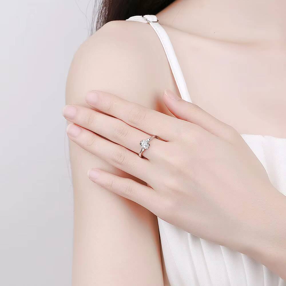 925 Sterling Silver Snowflake Ring Adjustable Opening Womens Moissanite Wedding Gift Rhodium Zircon Unique Personality Gifting