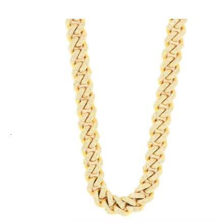 10mm Moissanite Cuban Link Chain 14K White Gold Three Tone VVS Best High-Polished Silver Icedout Chain for Pearl Necklaces