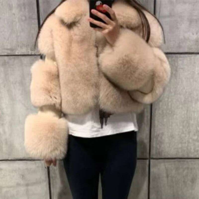 Winter Cropped Coat Short Faux Warm Fashionable Fox Fur Fluffy Jacket Women's Clothing Outerwears MDNG