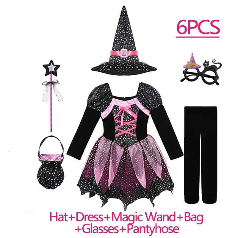 2025 Halloween Witch Costume for Girls Cosplay Witch Pumpkin Bat Dress Kids Dress Suit Carnival Par Performance Costumes Z250725