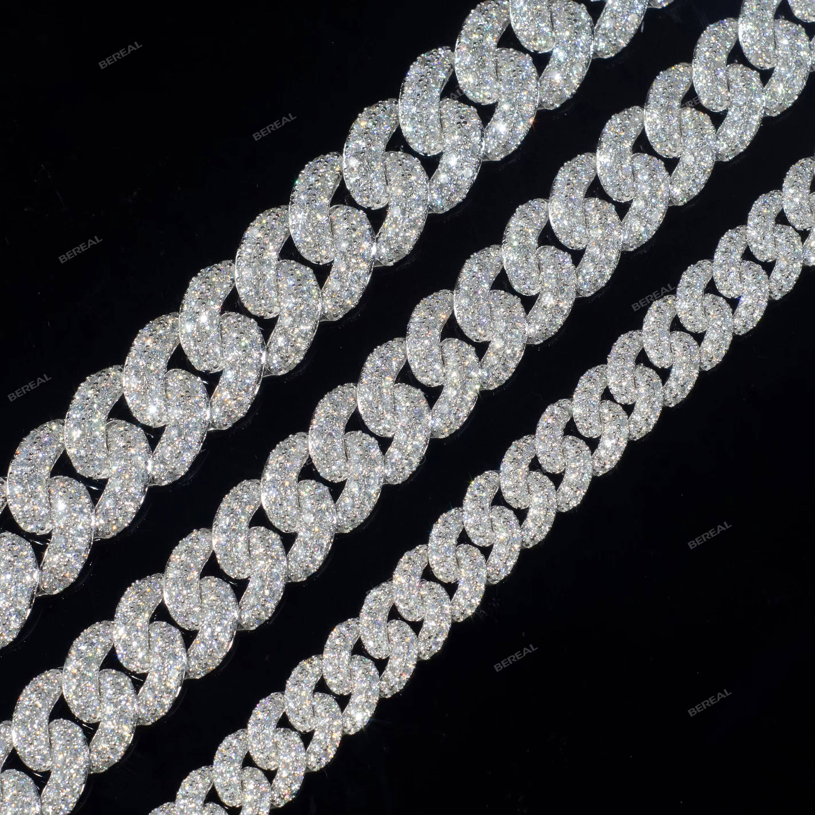 Wholesale Price 12MM Gold Plated Moissanite Cuban Chain Vvs Hot Selling Round Brilliant Cut 925 Silver Hip Hop Fine Jewelry