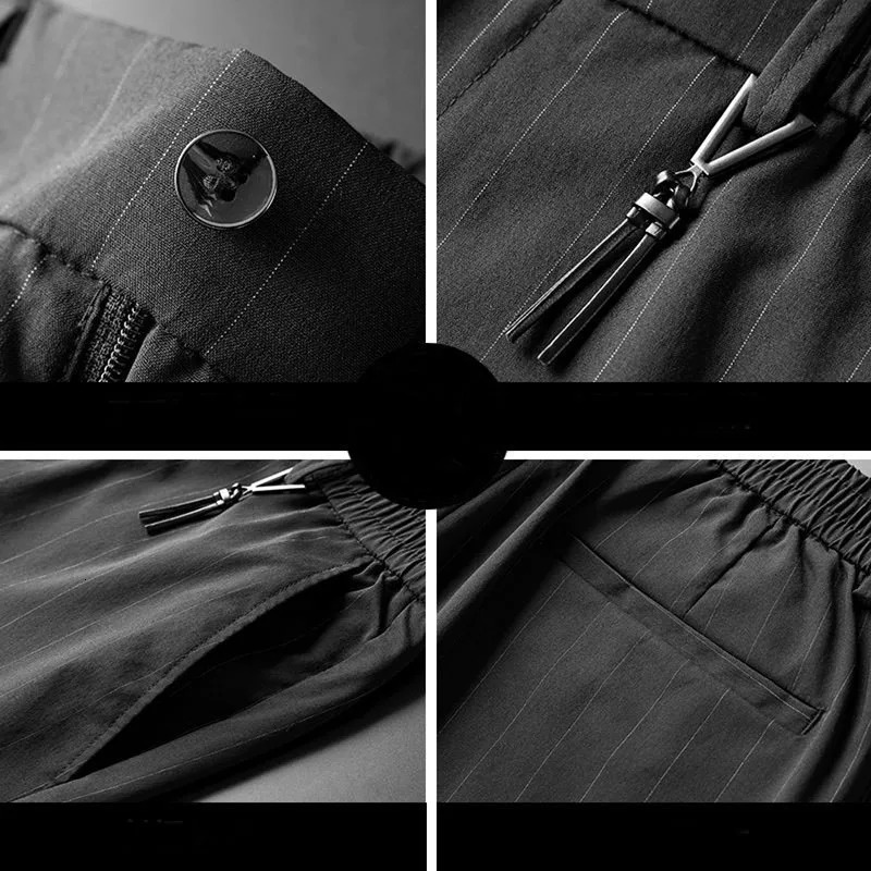 Spring Summer Men Thin Striped Business Suits Pants Streetwear Fashion Male Clothes Elastic Loose Casual Straight Trousers 2023 250725
