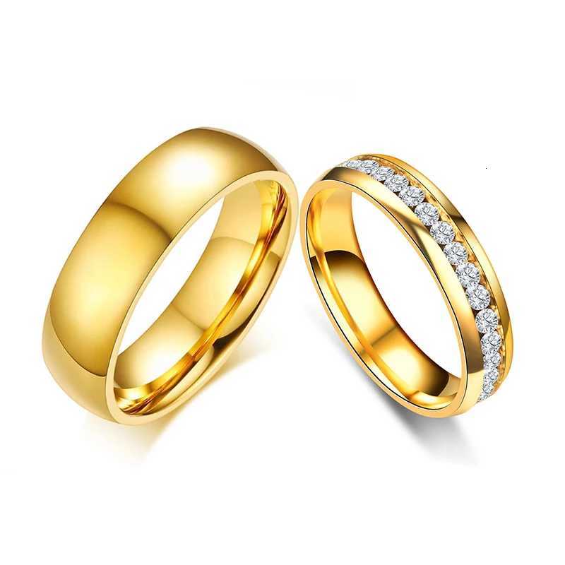 Gold silver wedding ring mens jewelry stainless steel engagement ring couples anniversary gift amazing price W250417