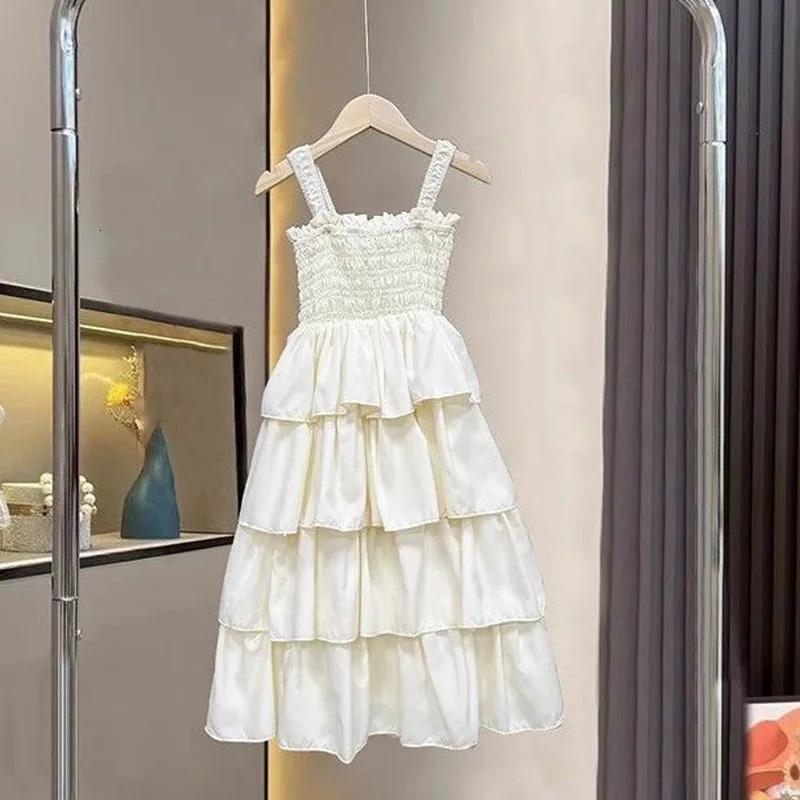 Summer Girls Dress Children Layers Slip Sling Long Gown Big Kids Birthday Party Dresses Teenager Sleeveless Casual Clothing 250725