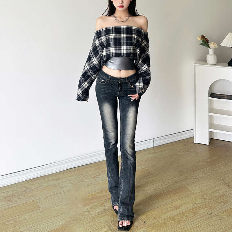 2024 Autumn New Women's Solid Color Slim Street Fashion Off-Shoulder Long Sleeve Zipper Cardigan 4c6