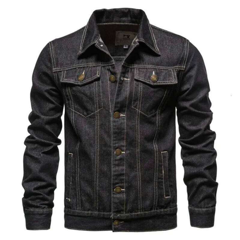 New Autumn Men's Workwear Jeans Jacket Loose Casual Versatile Youthful Male Solid Color Tops Dnim Mens Outwear