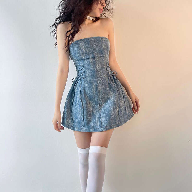 2023 Summer New Women's Solid Color Slim High Waist Fashion Off-Shoulder Backless Dress 47e