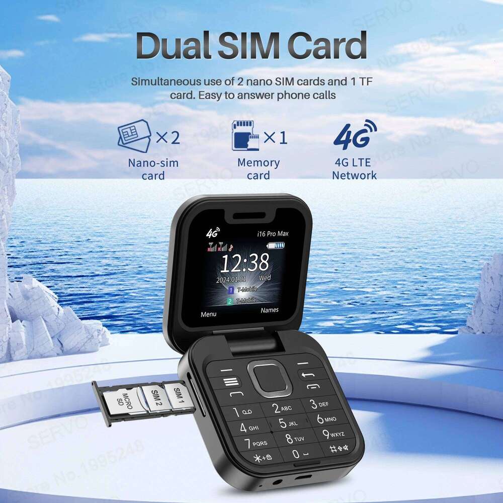 2025 NEW SERVO 4G LTE Cellular Folding Mobile Phone Dual SIM Card Speed Dial Magic Voice Call Recording Blacklist Flip Cellphone