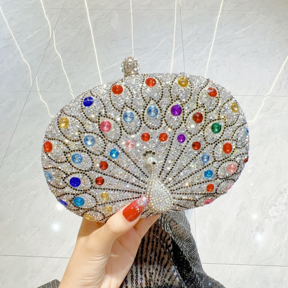 2025 New Designer Peacock Inlaid Diamond Handbag Party Bag Birthday Wedding Single Shoulder Crossbody Bag