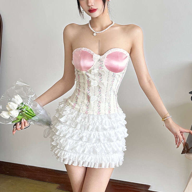 2025 Spring New Women's Fashion Solid Color Slim Street Style Off-Shoulder Tube Top Backless Vest 8f1
