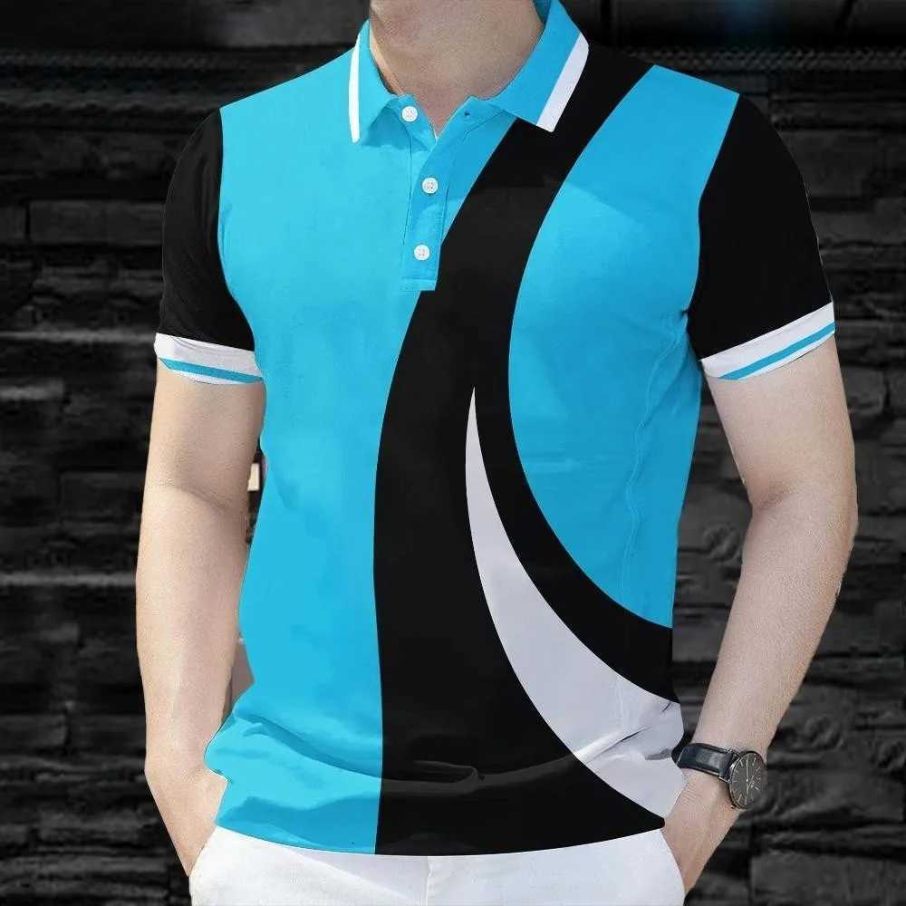 Colorful 3D Printed Stripes Mens Polo Shirt For Men Clothing Short Sleeve Tees Summer Sport Lapel Tops Oversized T-Shirts XJ250725