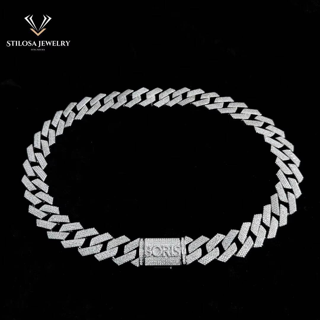 Hip Hop Cuban Chain 18mm Customized Size Necklaces Vvs Moissanite Necklace With Sterling Silver Fashion Jewelry