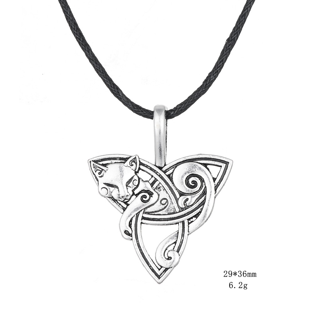 Dawapara Fox Triquetra Animal Pendant Necklace Celtics Knot Good Luck Irish Amulet Nordic Viking Necklace Religious Jewelry