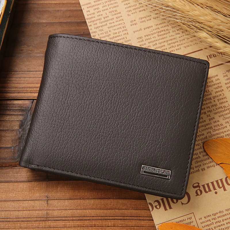 JINBAOLAI Short Men Wallets Genuine Leather Holder Waterproof Men Purse Classic Coin Pocket Black Male Wallet Z250725