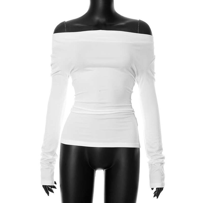 Y23tp409 Women's Fashion Autumn Winter New Solid Color Swing Collar Long Sleeve Backless Tie Sexy Top T-Shirt For Women B5