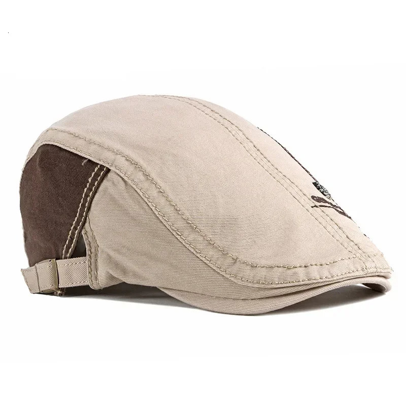 Unisex Skull Letters sboy Caps for Men Soft Cotton Beret Hat Women Sun Protection Cabbie Hats Driver Adjustable Ivy Flat Cap 250723