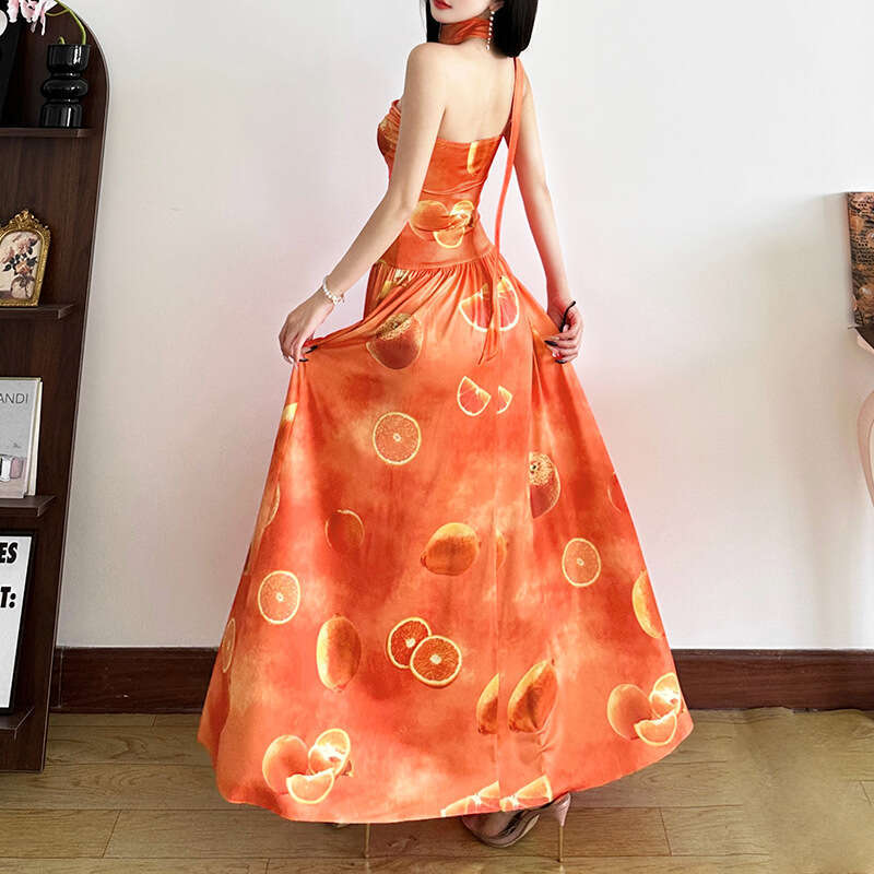 2025 Summer New Women's Street Fashion Sexy Strapless High Waist Long Dress 418