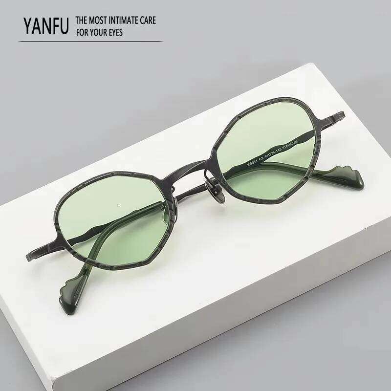 High Quality Round Retro Green Pure Titanium Sunglasses Classic Fashion for Men Women Eyeglasses Brand UV400 Outdoor GLASSES