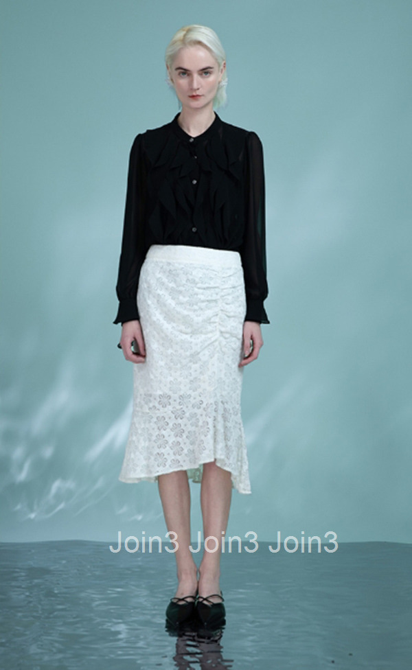 Summer New Versatile Lace High-Waisted Fashion Mid-Length White Mermaid Skirt 1038