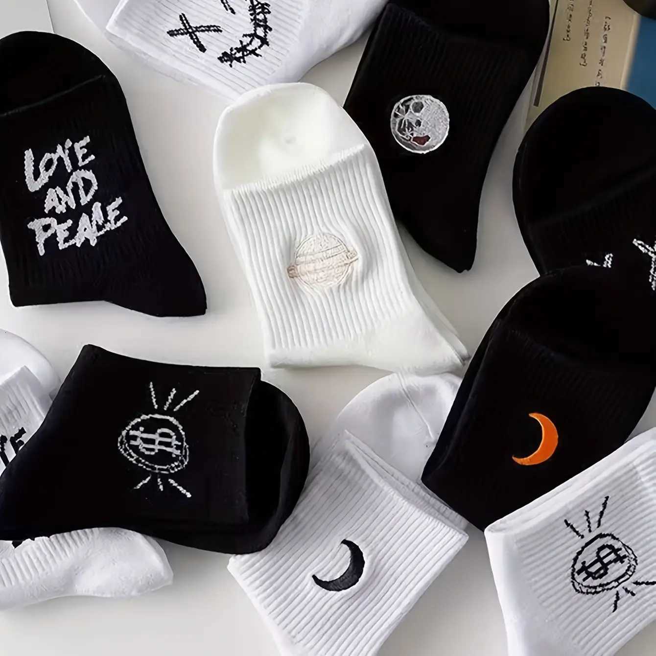 5pairs Mens Printed Athletic Ankle Socks Printed Breathable Comfortable Novelty Funny Crew Socks X250725