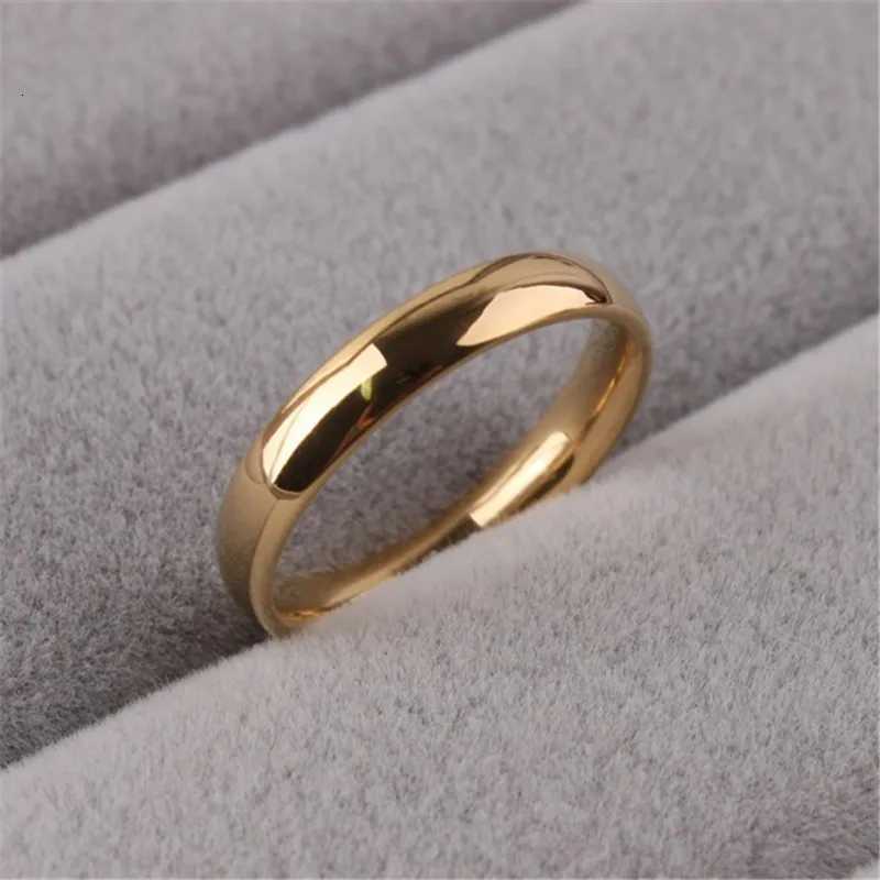 Qianbei Fashion 4mm wide stainless steel simple smooth ring suitable for women and mens gift jewelry sizes 7-11 W250417