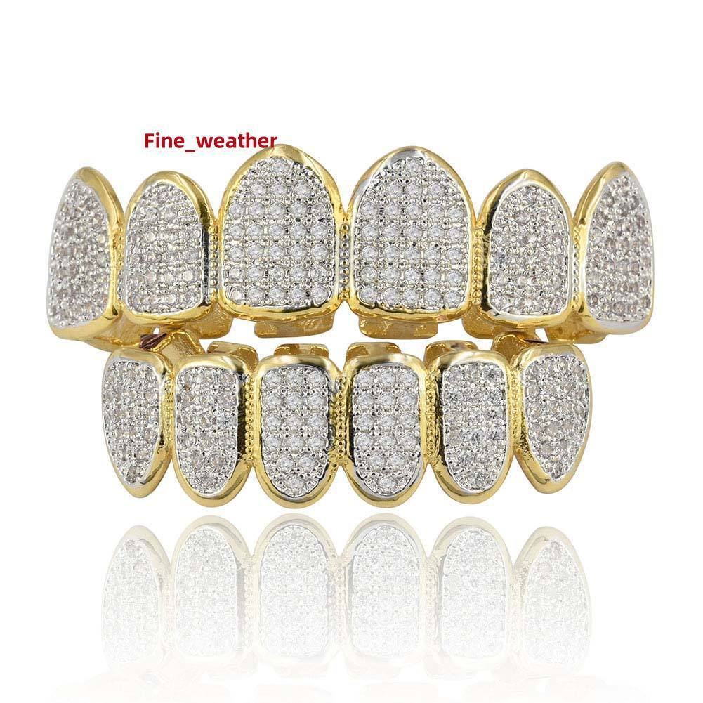 BES S925 Sterling Silver MoissaniteTop Bottom Teeth Grillz Iced Out Mens Grills Dental Halloween Grillz Teeth Hip Hop Jewelry