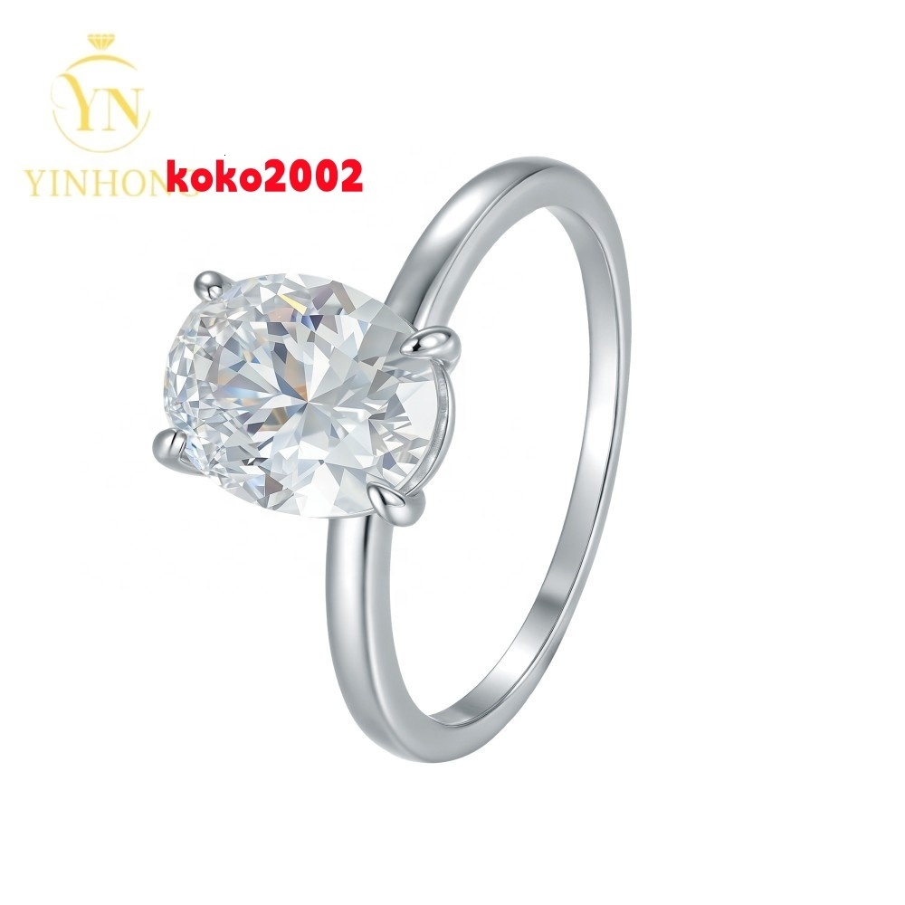 Factory wholesale 925 Sterling Silver Rings 3ct Oval Cut Moissanite Rings For Women Wedding Gifts