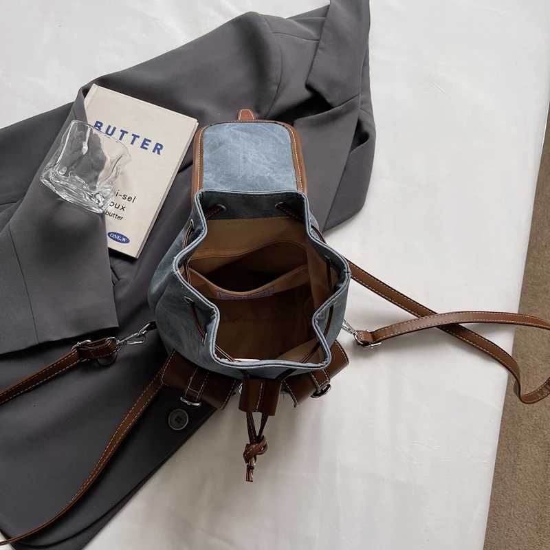2025 New Luxury Korean Vintage Backpack Student School Bag with Wens Pu Leather Small Double Pockets Backpacks Y250724