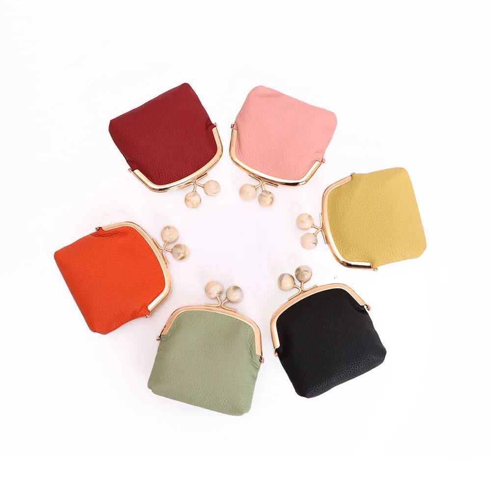 Genuine Leather Purses Vintage Small Wallet Change Pouch Gifts For Women Girls Clutch Lovely Coin Holders With Kiss Lock