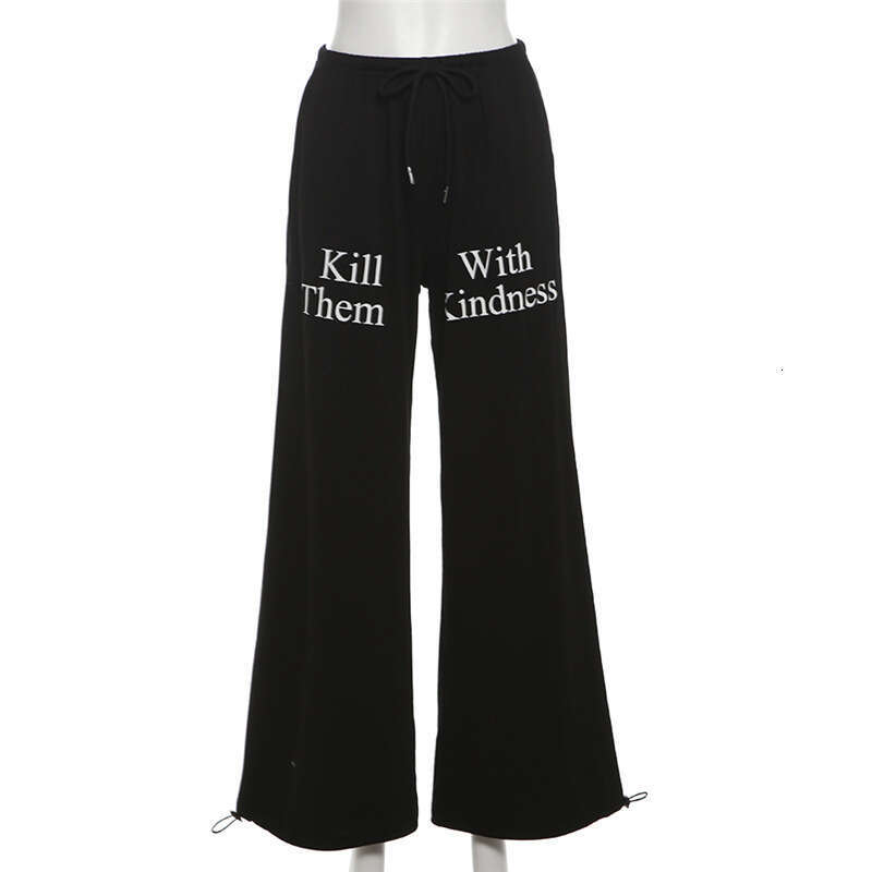 2024 Summer New Women's Solid Color Loose Street Fashion High Waist Casual Sports Straight Pants c34