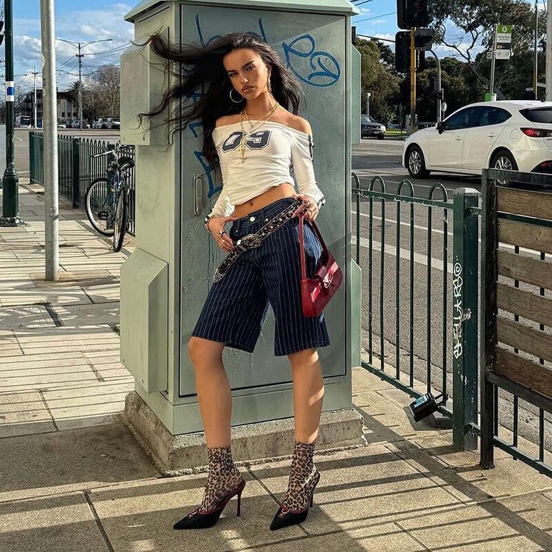 2024 Summer New Women's Fashion Solid Color Slim Street Style Off-Shoulder Long Sleeve Top cb2