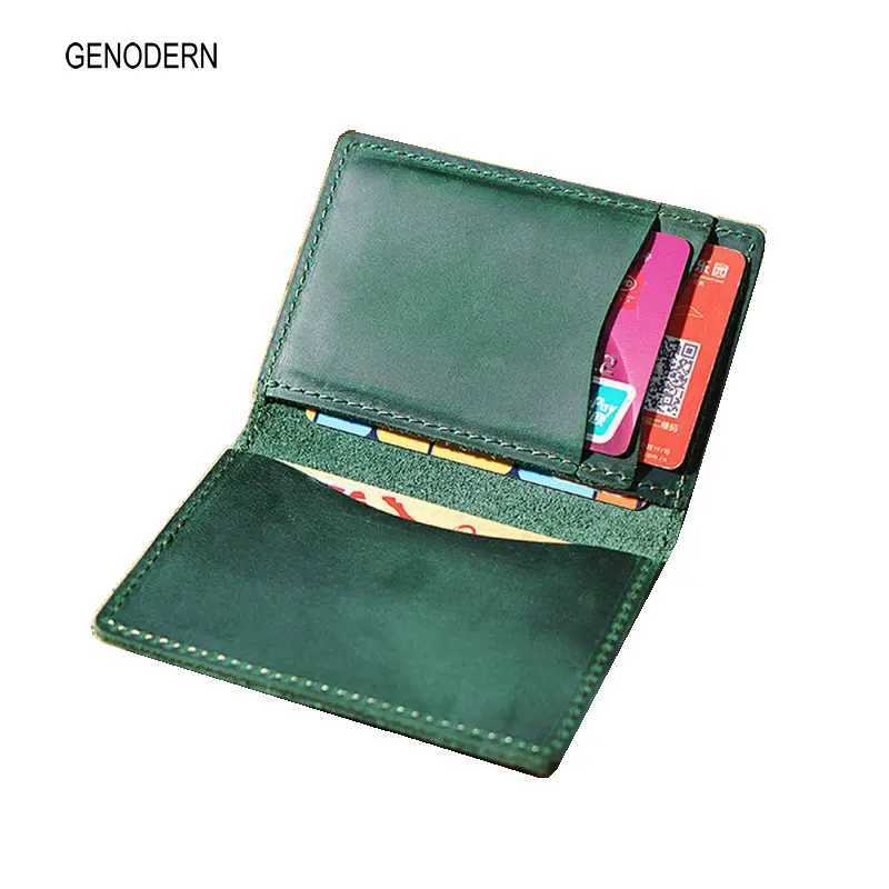 GENODERN Credit ID Card Holder for Men Vintage Crazy Horse Leather Card Case Business Women Slim Card Wallets Z250725