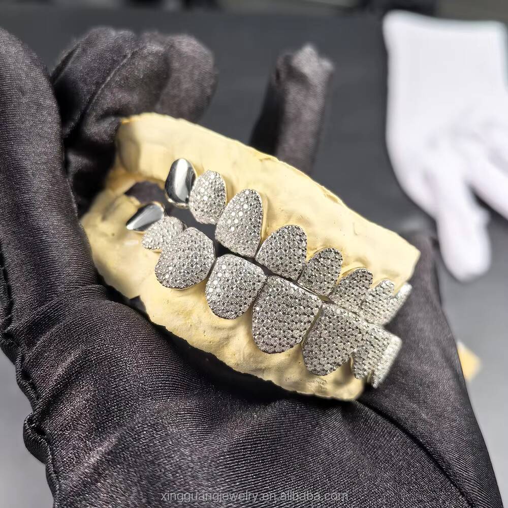 Custom Dental Grills Diamond Grillz 18K Gold Plated 925 Sterling Silver Iced Out VVS Moissanite Diamond Hip Hop Grillz for Teeth