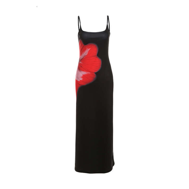 2024 Summer New Women's Sexy Strap Fashion Printed Long Dress 7d0