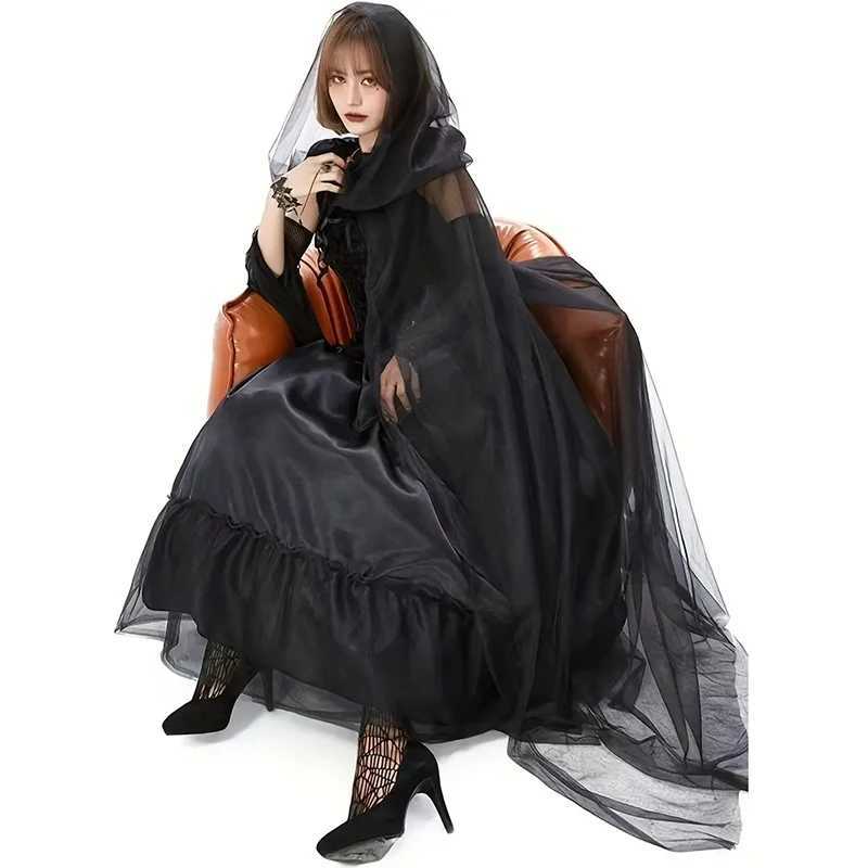Black Bridal Shl Witch Vampire Cosplay Cloak Halloween Double Cloak Game Par Costume Props Holiday Dress Up Z250725