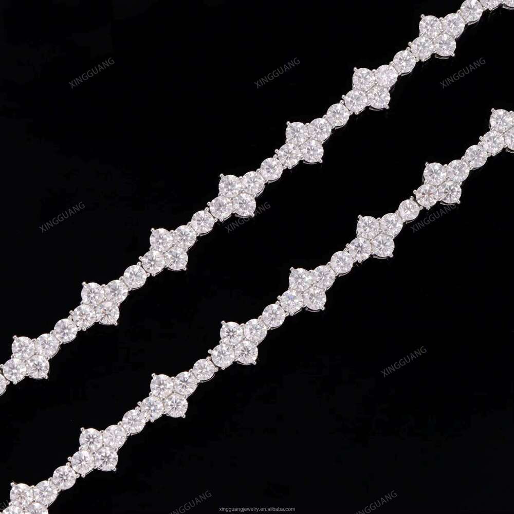 XG Pass Dia Tester Small Cross Iced Out Sier Plated Gold Moissanite Cuban Bracelets for Men