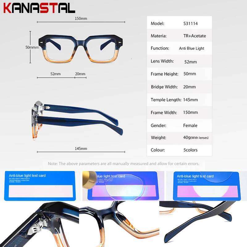 Men Prescription Glasses Optics Lenses Myopia Reading Eyewear Women Blue Light Blocking Computer Acetate Square Eyeglasses Frame