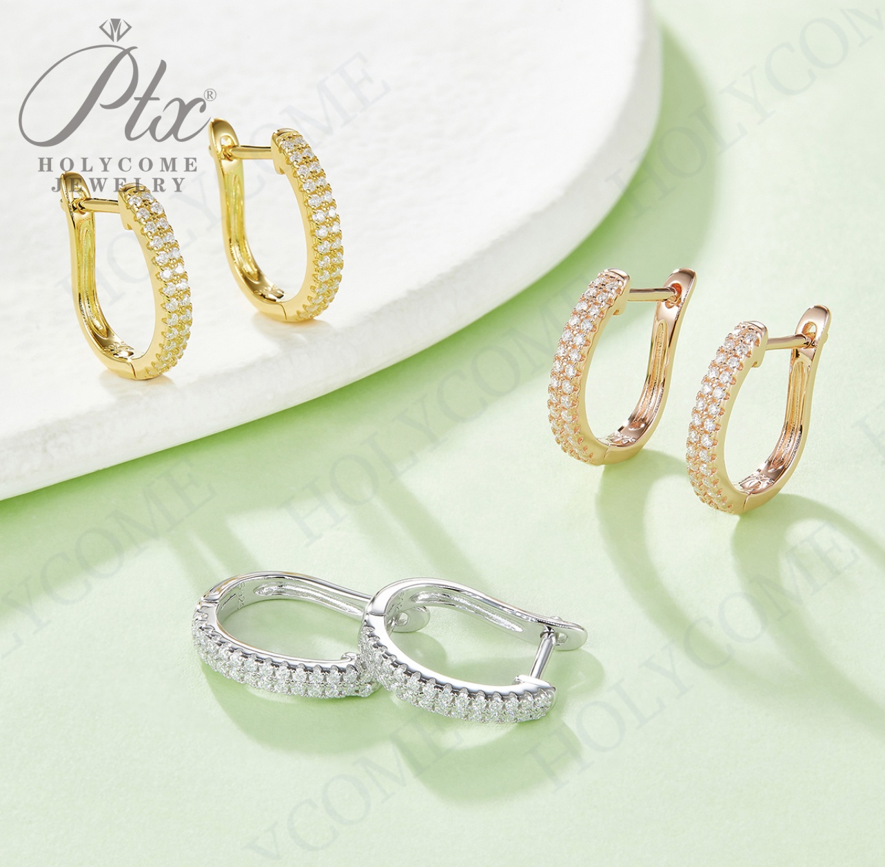 Original 925 Sterling Silver Women Small Size Hoop Earrings High Quality Shine Moissanite U Shaped Classic Style Earring For Women Jewelry Gift