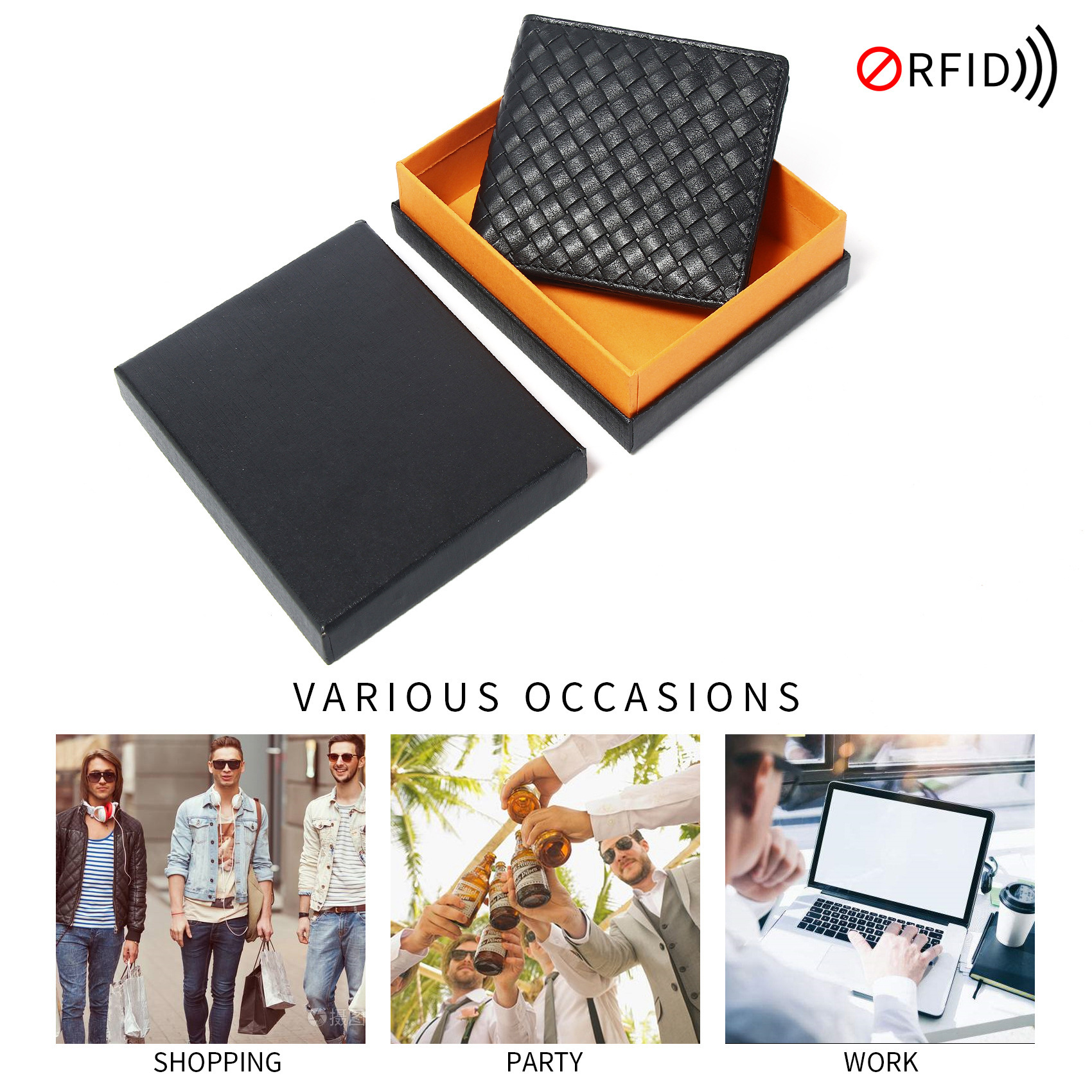 Free Shipping Designer Luxury Men's Genuine Leather Short Wallet RFID Anti-magnetic Anti-theft Multi-card Slots Cowhide Woven Pattern Coin Purse