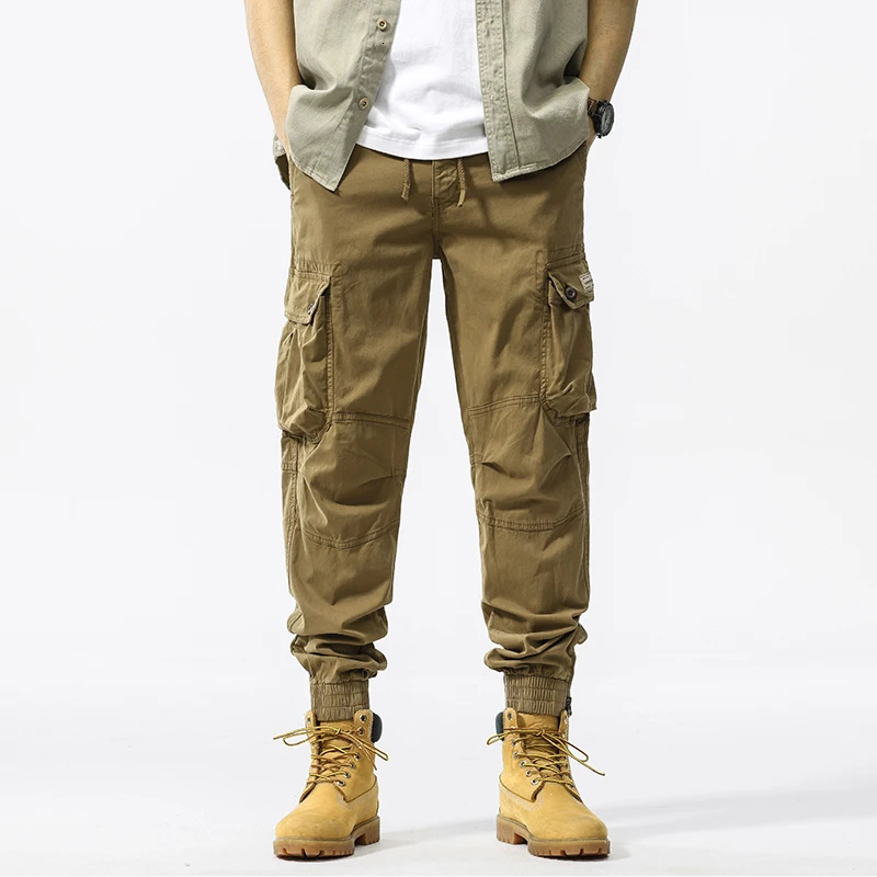 HIQOR Mens Baggy Cotton Cargo Pants Man Work Overalls Y2k Loose Trousers For Men Overszied Outdoor Casual 250725